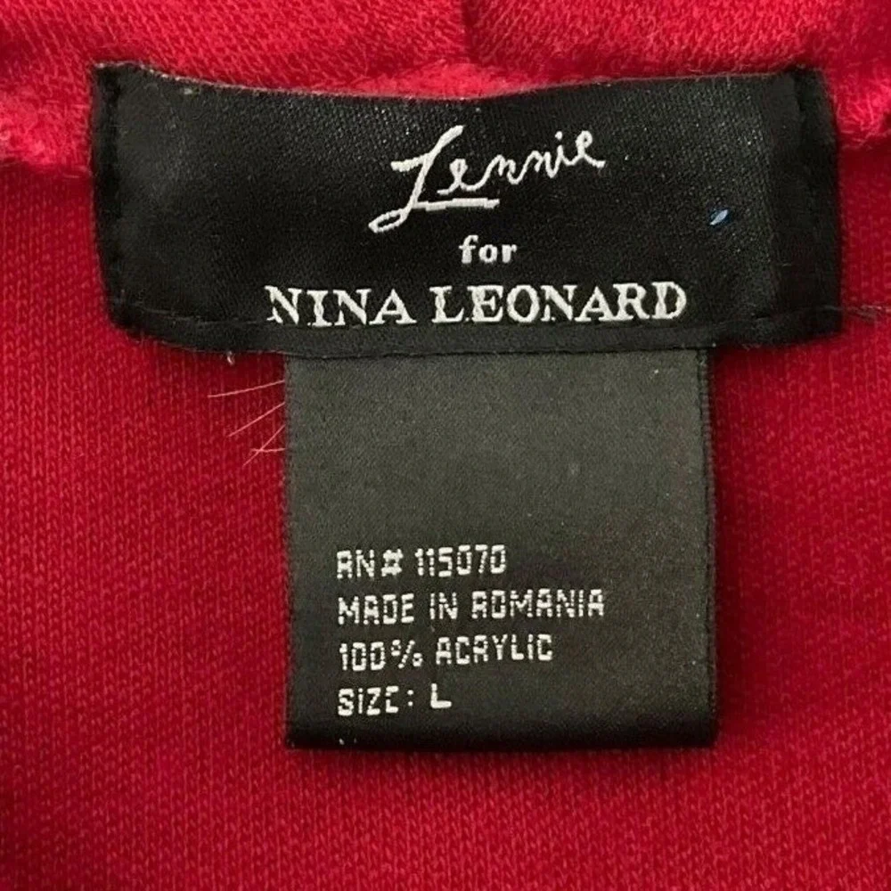Nina Leonard Womens Red Cowl Neck Long Sleeve Knit Sweater Midi Dress Size L